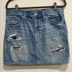 Madewell Women's Rigid Denim Distressed Straight 100% Cotton Casual Skirt Sz 29